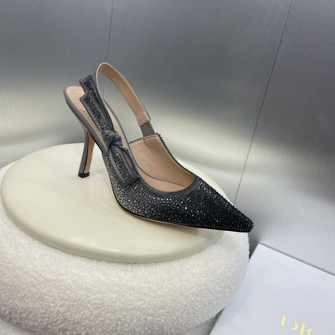 Luxury Diorslingback pump 95 opaque black calfskin resin pearl