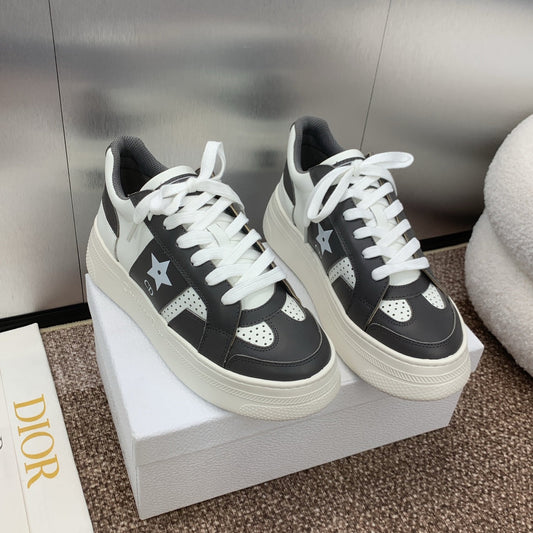Luxury DiorStar Platform Sneaker 35mm Black Calfskin