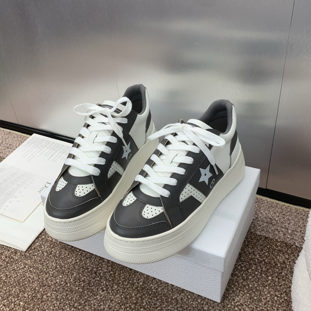 Luxury DiorStar Platform Sneaker 35mm Black Calfskin