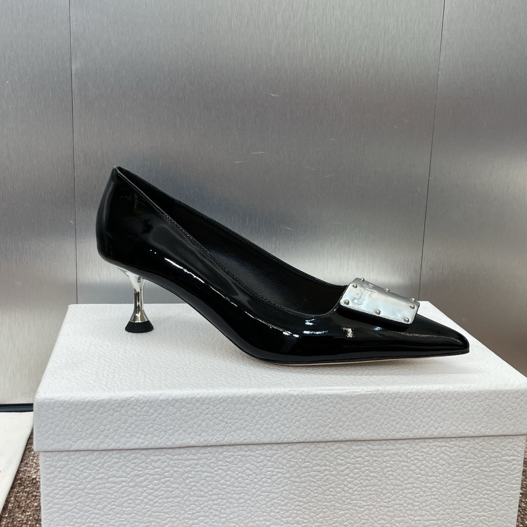 Luxury DiorPumps 65mm Glossy Black Cowhide
