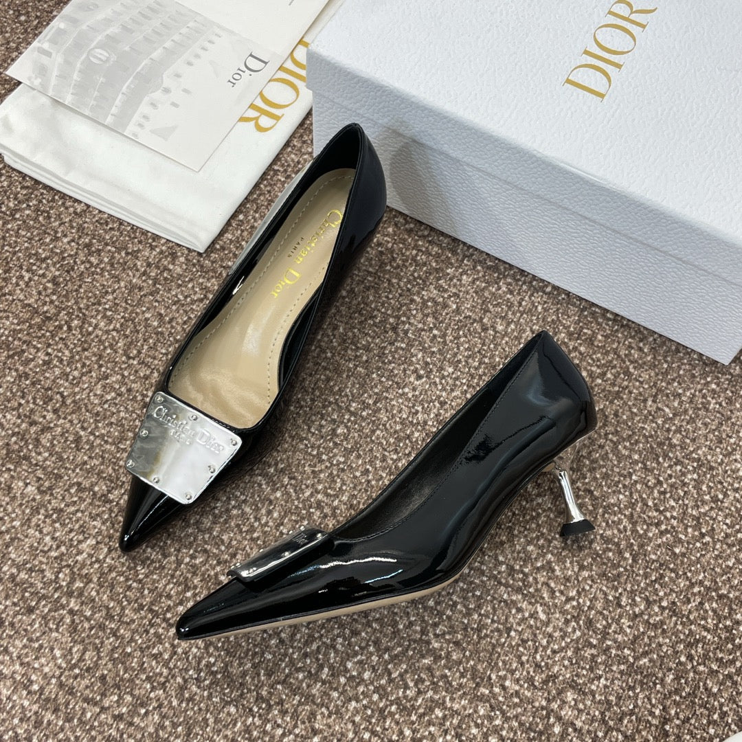 Luxury DiorPumps 65mm Glossy Black Cowhide