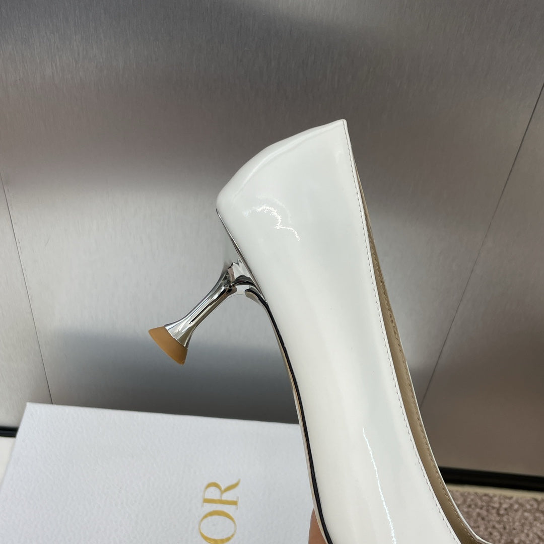 Luxury DiorPumps 65mm Glossy White Cowhide