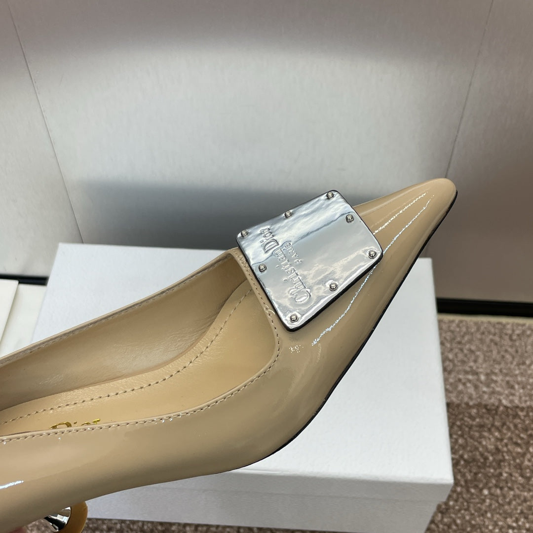 Luxury DiorPumps 65mm Glossy Beige Cowhide