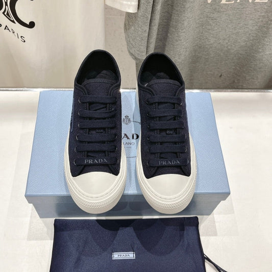 Luxury PradaPRINTED COTTON SNEAKERS BALTIC BLUE CANVAS