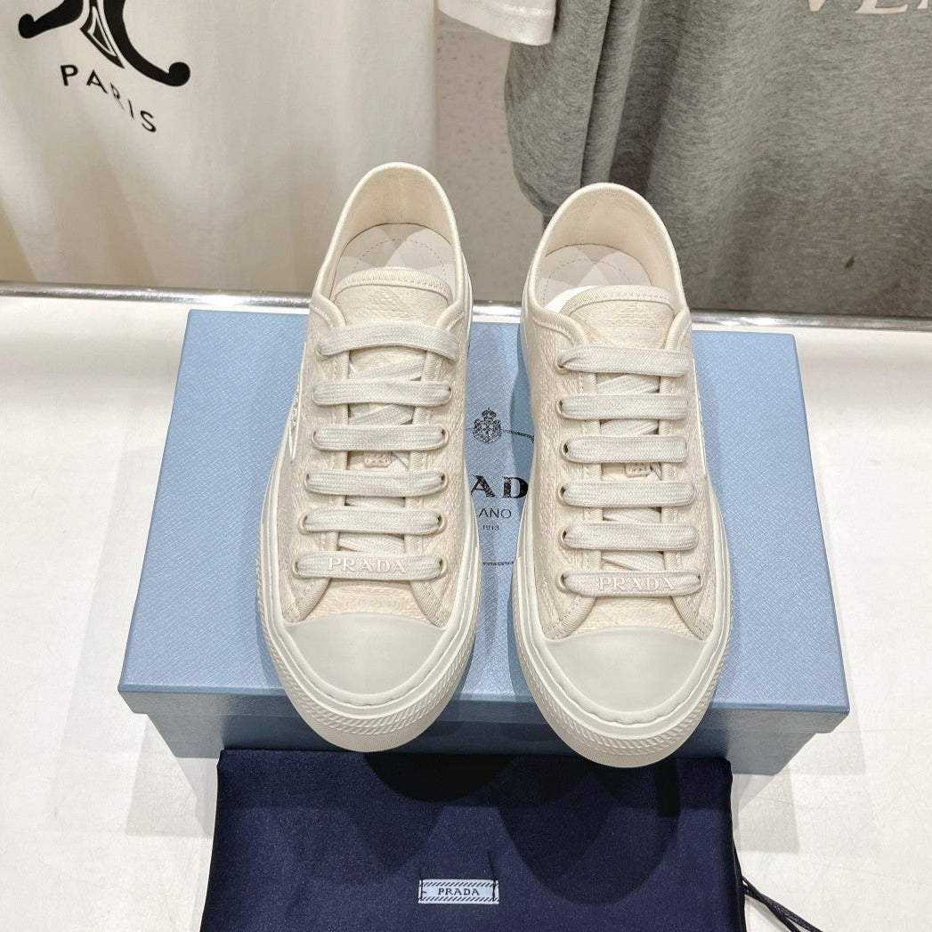 Luxury PradaPRINTED COTTON SNEAKERS WHITE CANVAS