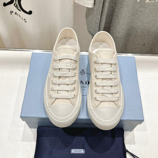 Luxury PradaPRINTED COTTON SNEAKERS WHITE CANVAS