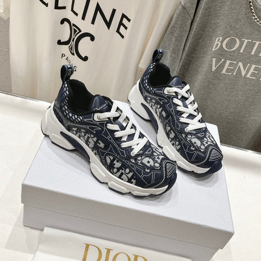 Luxury DiorVibe Sneaker Charcoal Blue Polyester Mesh Fabric And Cowhide
