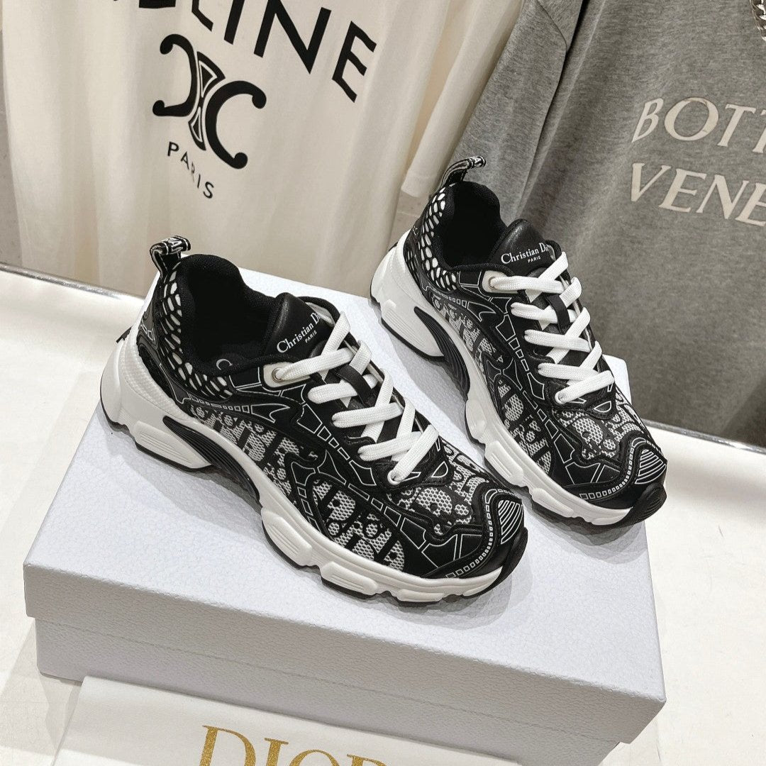 Luxury DiorVibe Sneaker Black Polyester Mesh Fabric And Cowhide
