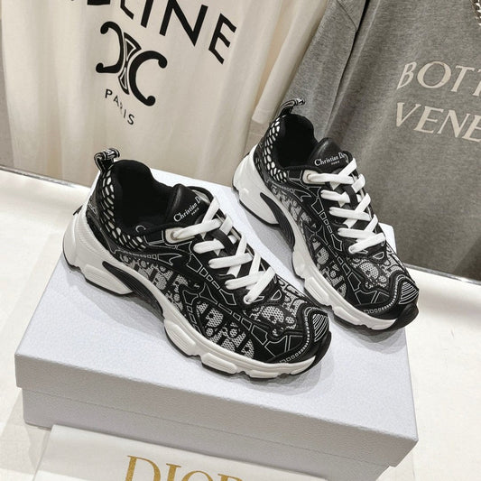 Luxury DiorVibe Sneaker Black Polyester Mesh Fabric And Cowhide