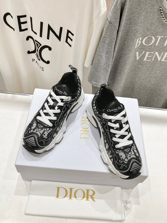 Luxury DiorVibe Sneaker Black Polyester Mesh Fabric And Cowhide