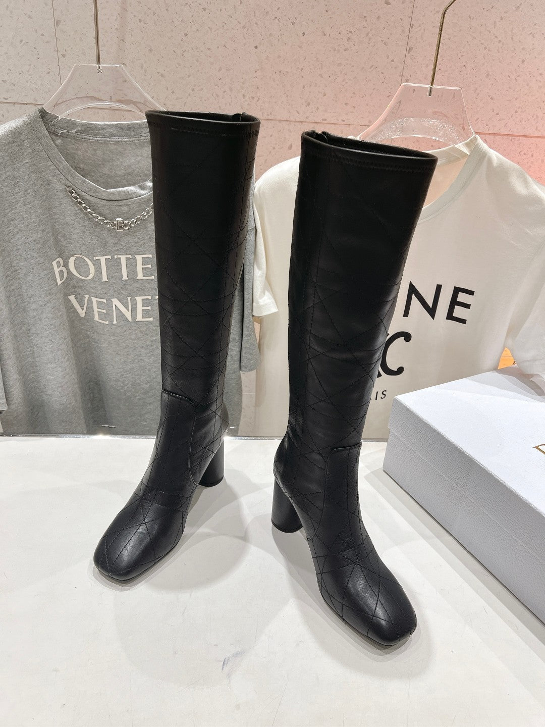 Luxury DiorHigh Boots 85mm Black Lambskin