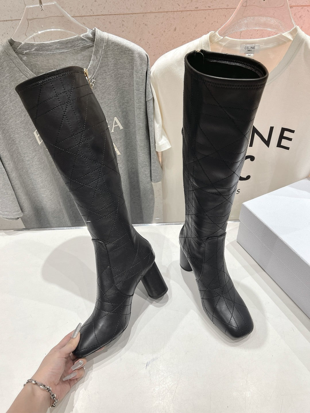 Luxury DiorHigh Boots 85mm Black Lambskin
