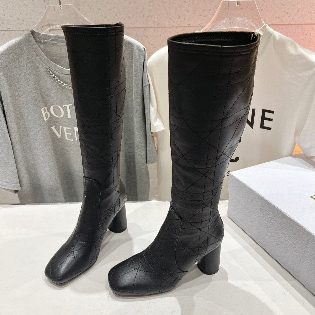 Luxury DiorHigh Boots 85mm Black Lambskin