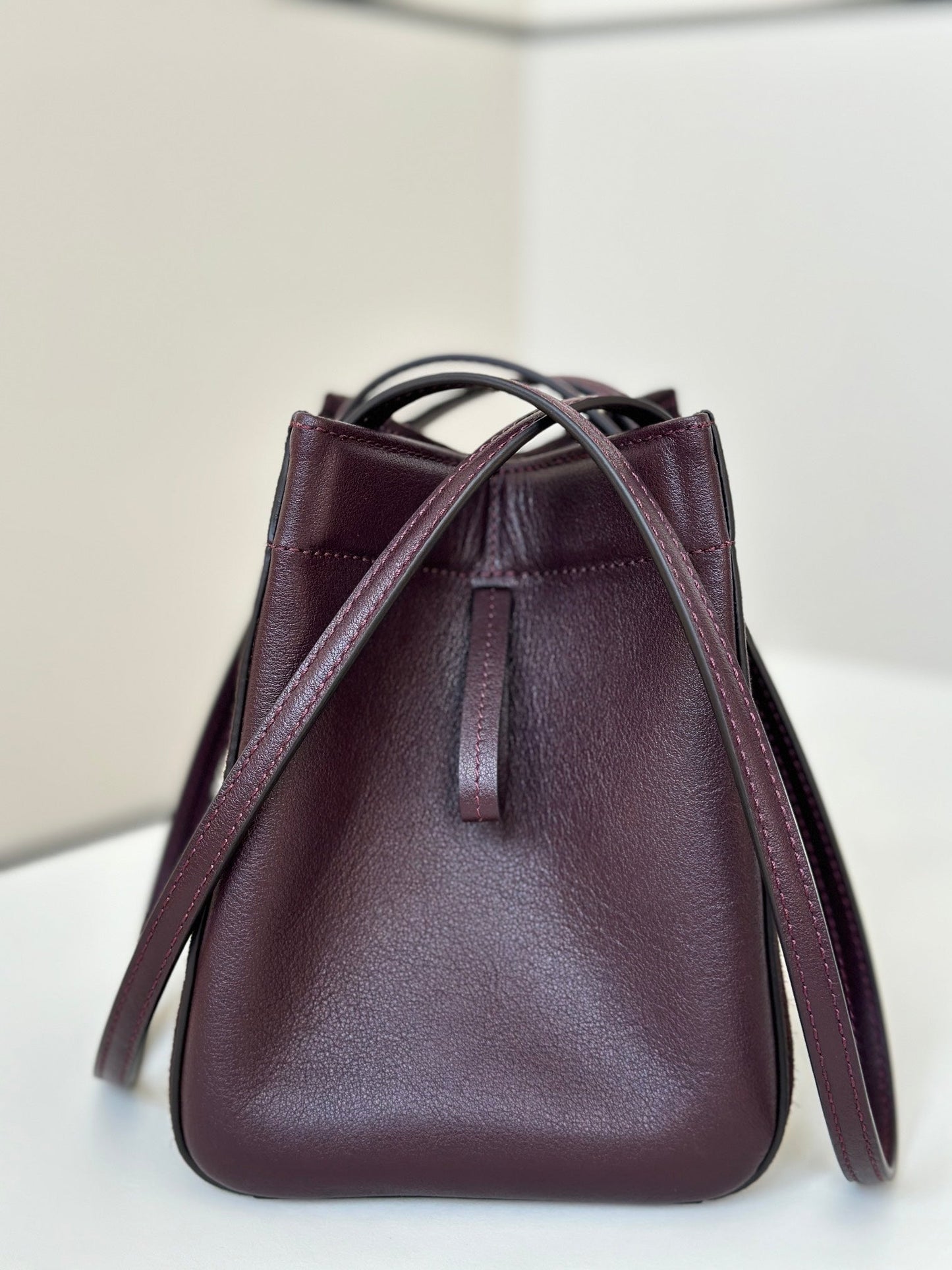 Luxury FendiORIGAMI MINI 19 IN WINE RED LAMBSKIN AND SUEDE