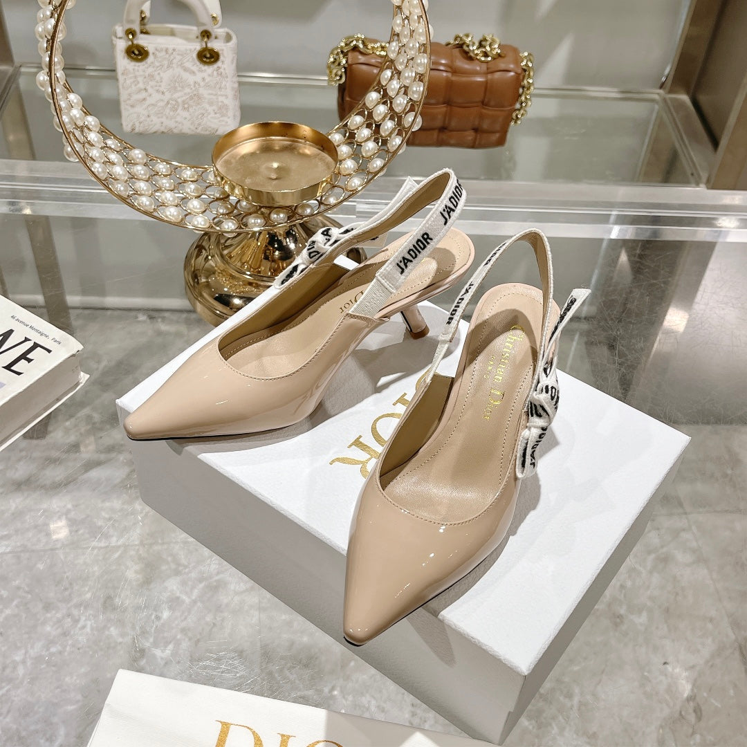 Luxury DiorJA Luxury DiorSlingback 55 Beige Patent Calfskin