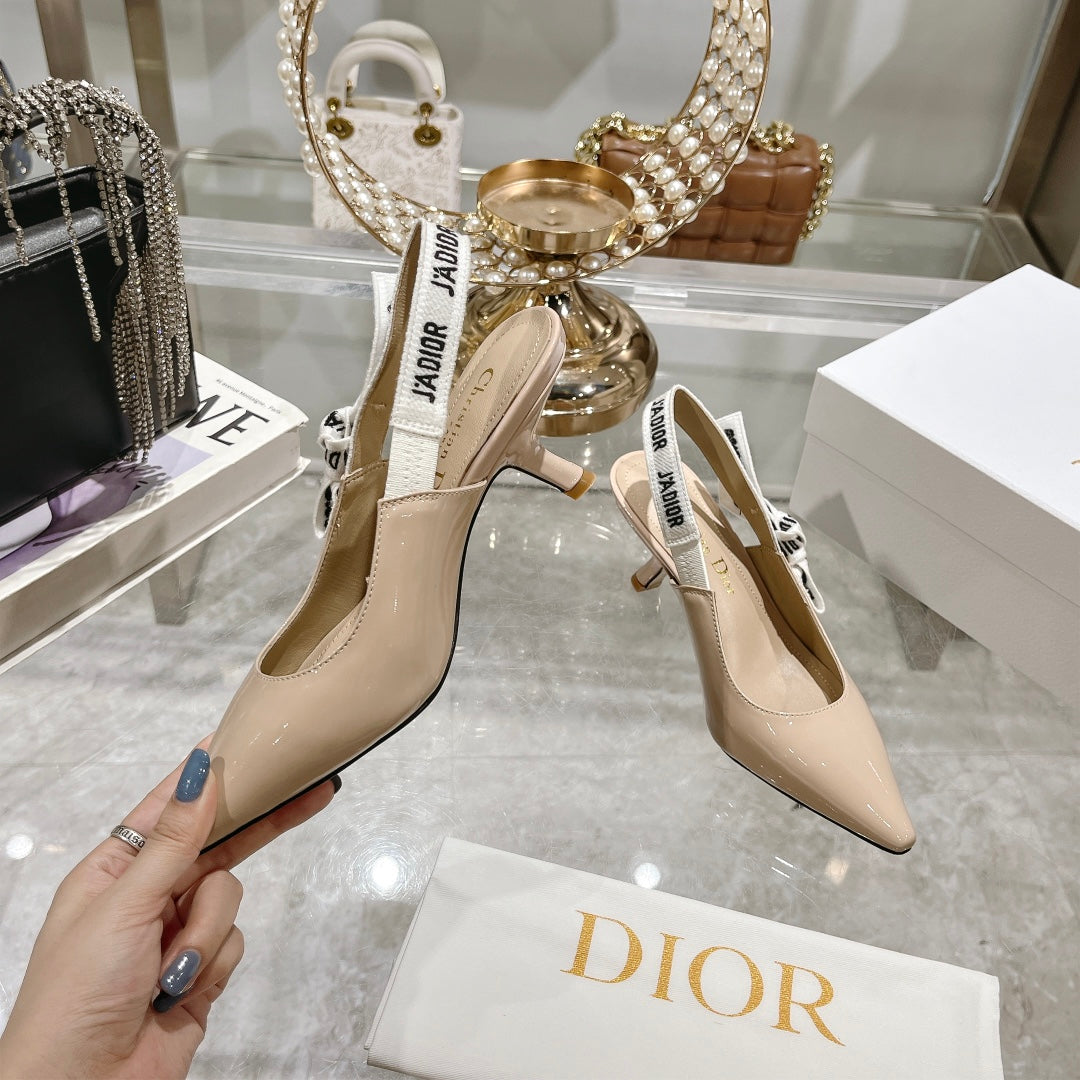 Luxury DiorJA Luxury DiorSlingback 55 Beige Patent Calfskin