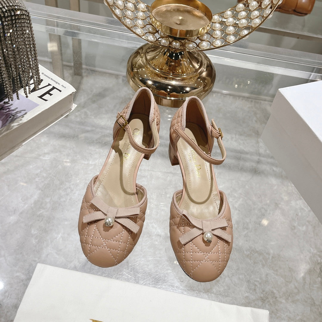 Luxury DiorBallet Pump Beige Quilted Cowhide