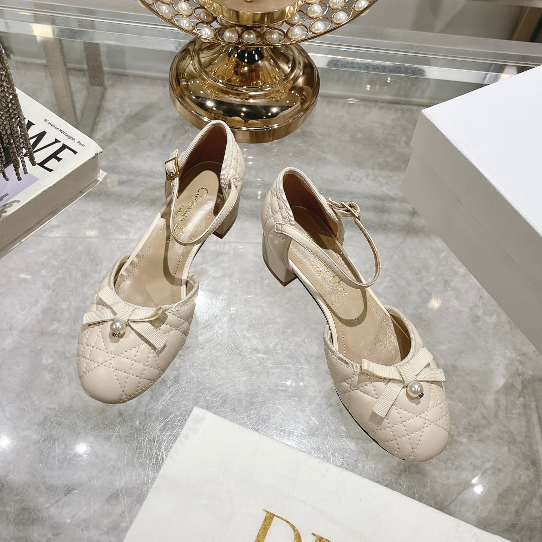 Luxury DiorBallet Pump White Quilted Cowhide