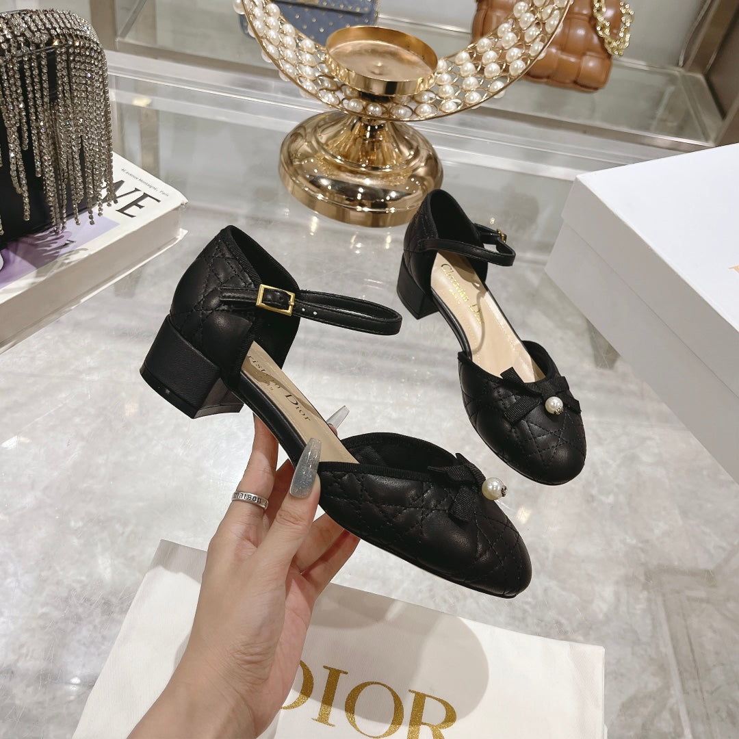 Luxury DiorBallet Pump Black Quilted Cowhide