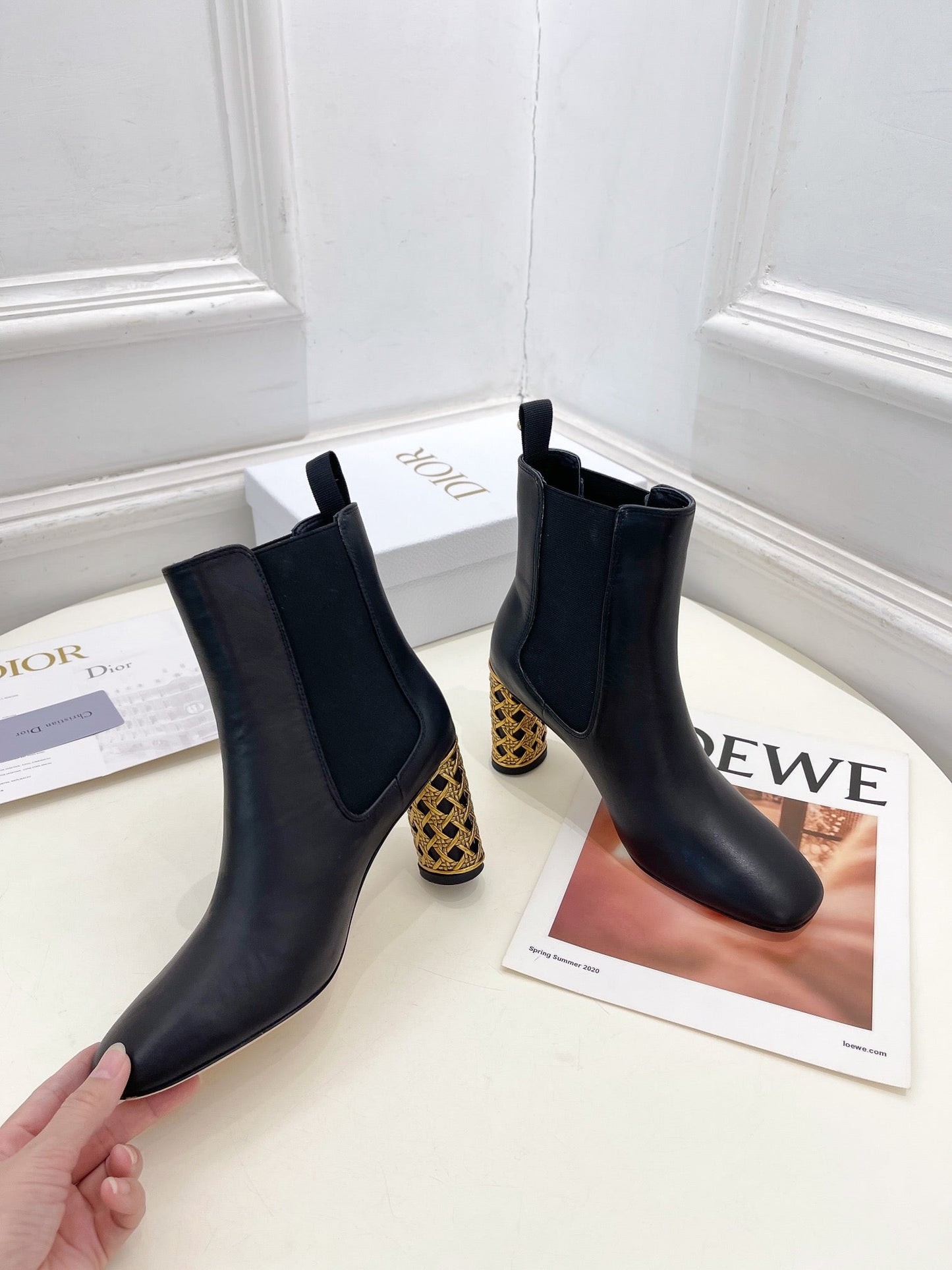Luxury DiorIcon Heeled Ankle Boot 80mm Black Calfskin