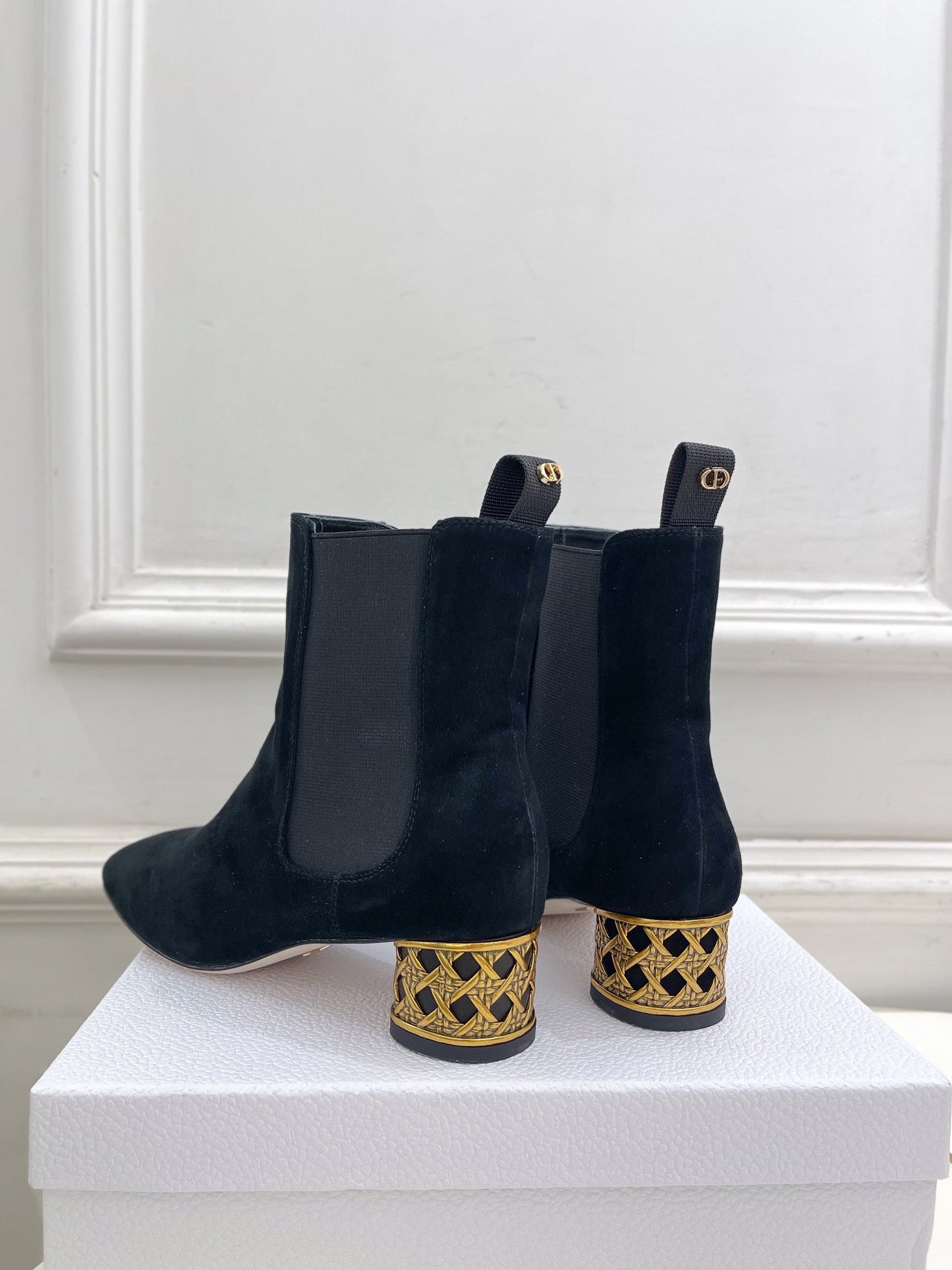 Luxury DiorIcon Heeled Ankle Boot 40mm Black Suede