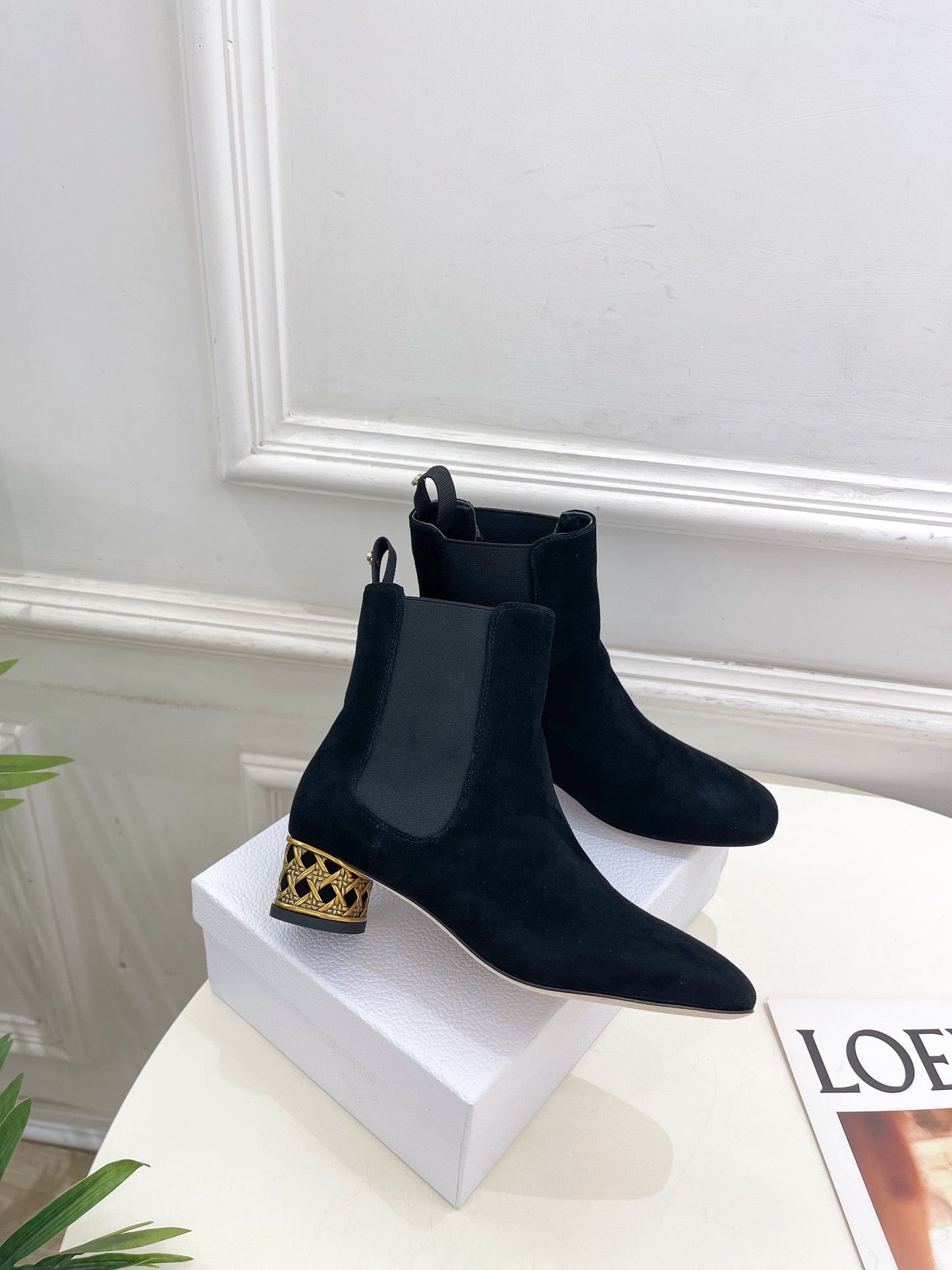 Luxury DiorIcon Heeled Ankle Boot 40mm Black Suede