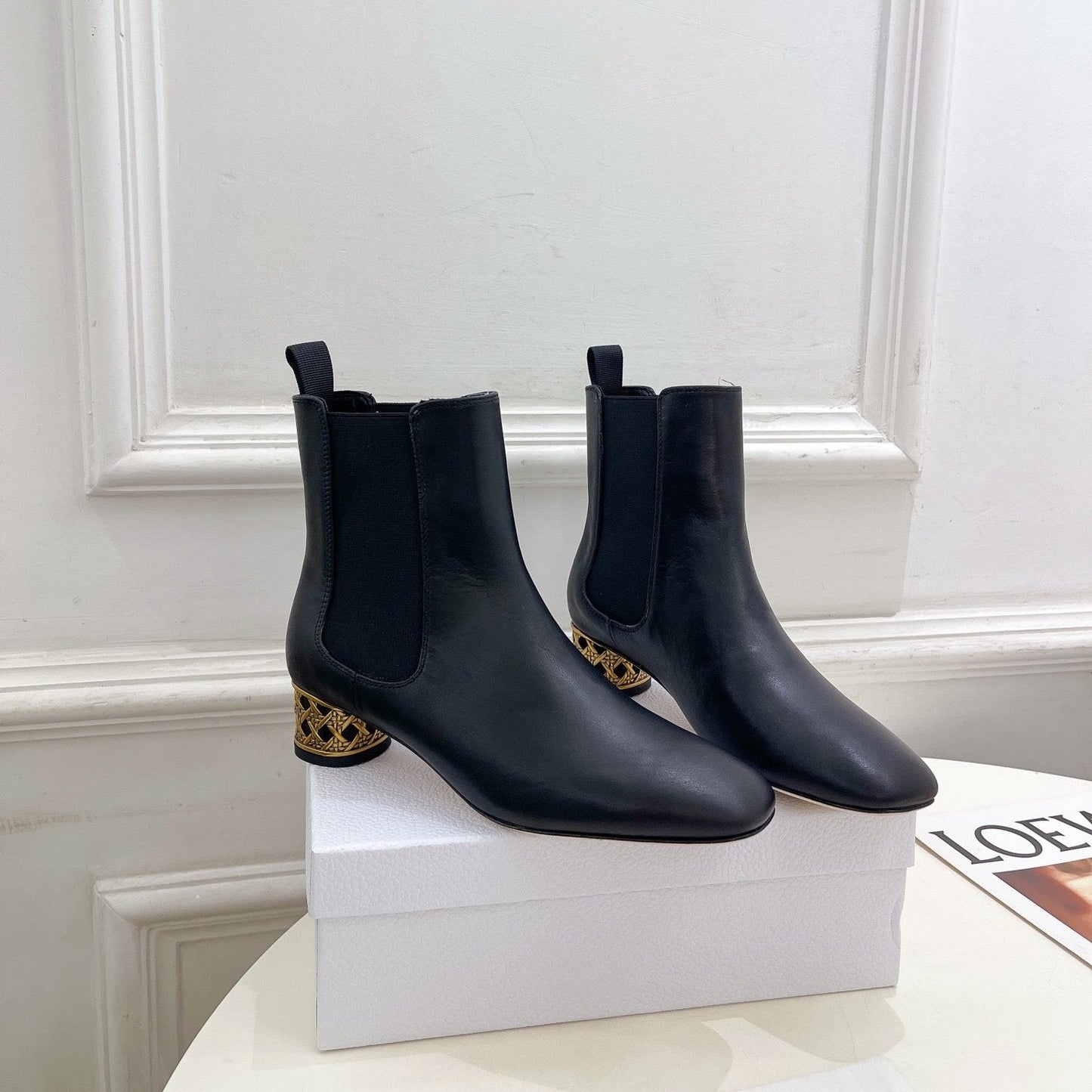 Luxury DiorIcon Heeled Ankle Boot 40mm Black Calfskin