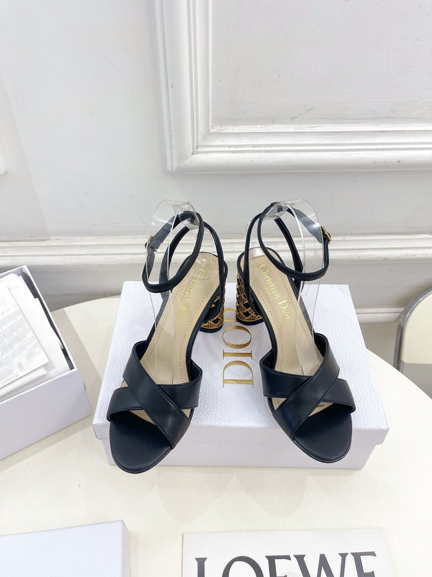 Luxury DiorIcon Heeled Sandal 80mm Black Calfskin
