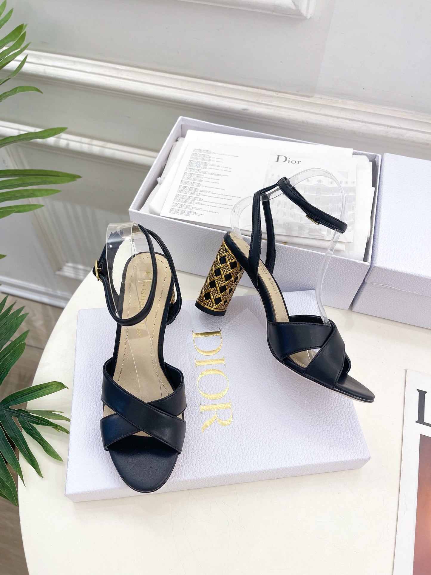 Luxury DiorIcon Heeled Sandal 80mm Black Calfskin