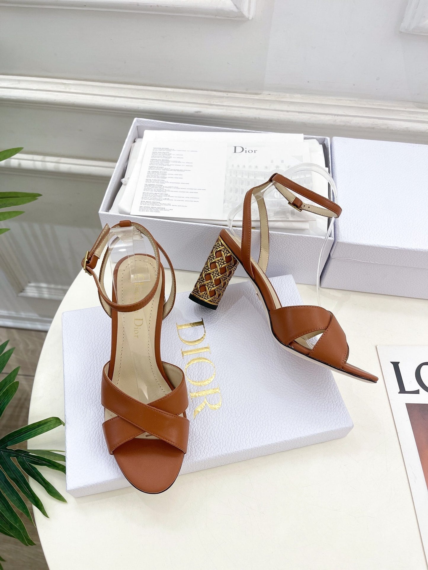 Luxury DiorIcon Heeled Sandal 80mm Brown Calfskin