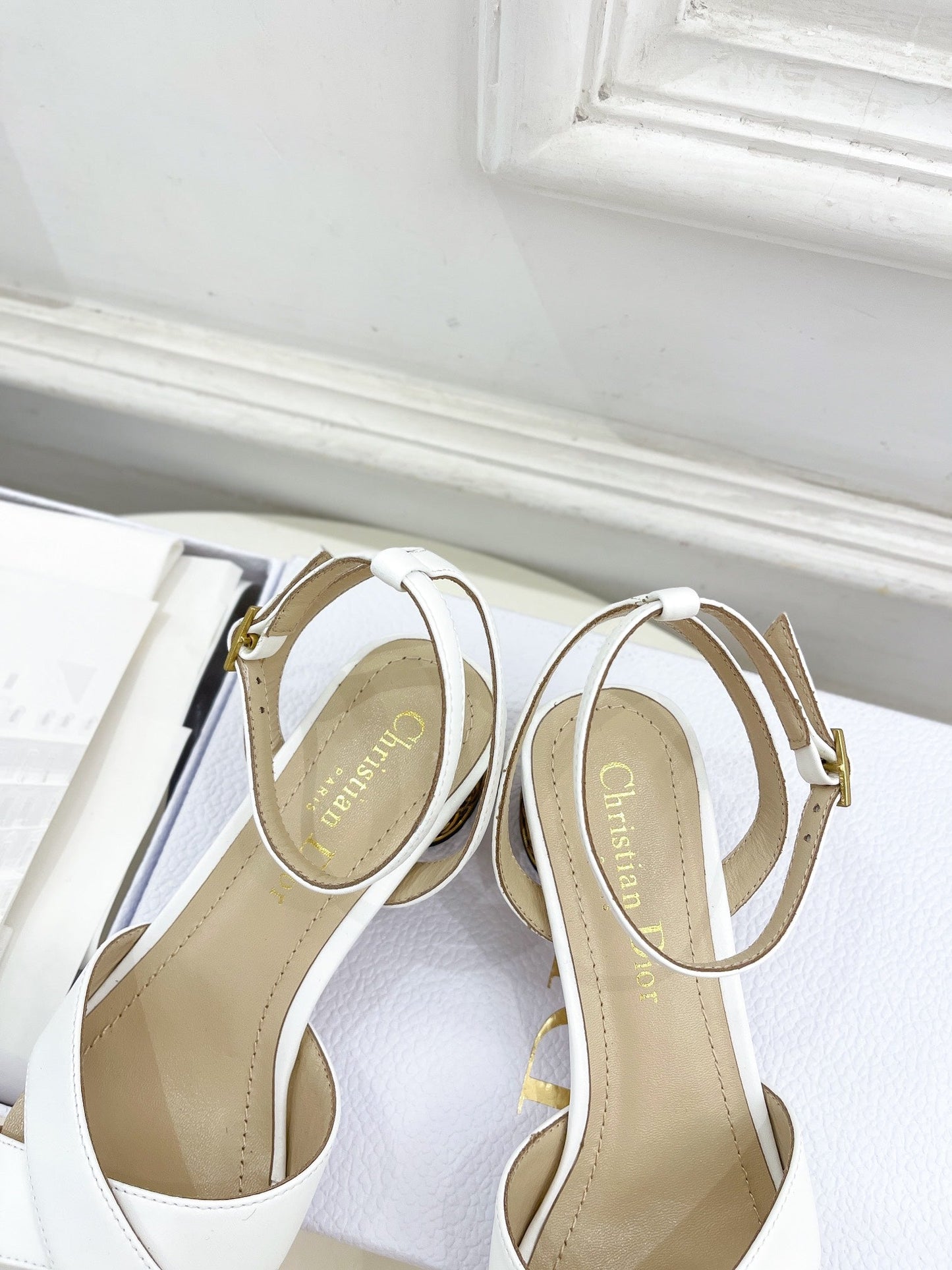 Luxury DiorIcon Heeled Sandal 40mm White Calfskin