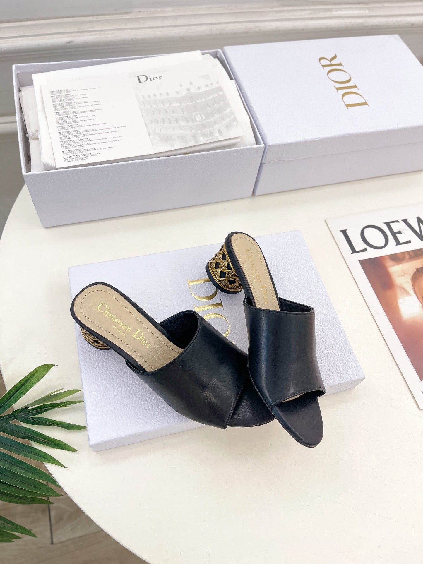 Luxury DiorIcon Heeled Slide 40mm Black Calfskin