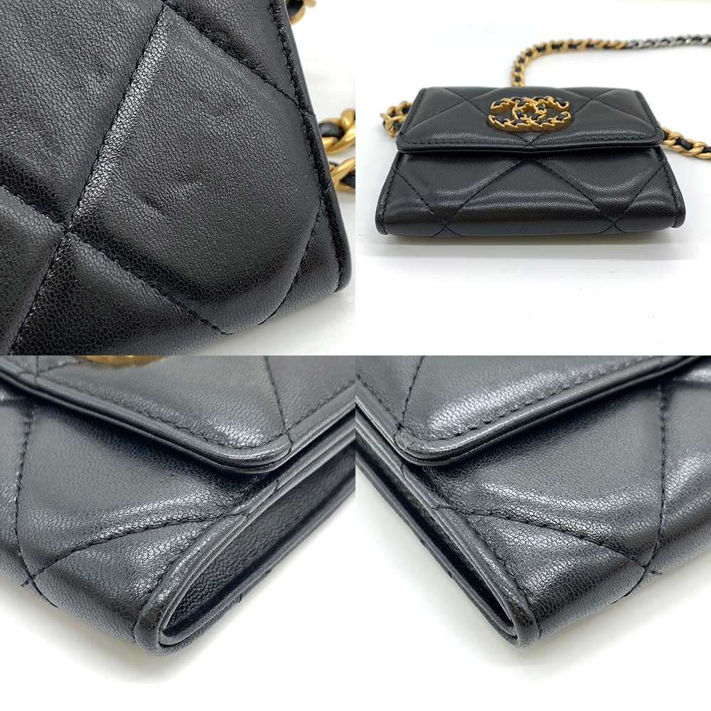Chanel Lambskin Flap Coin Purse Card Case Black in Great Condition