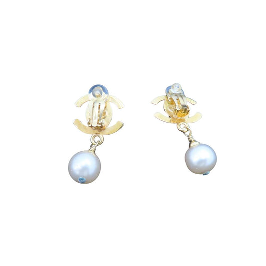 Chanel Coco Mark Pearl Vintage Earrings