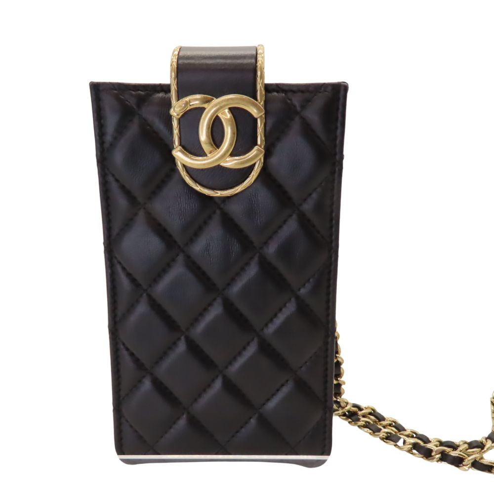 Chanel Lambskin Coco Mark Phone Case Crossbody
