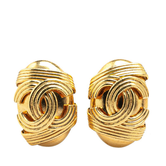 Chanel Vintage Coco Mark Earrings Gold