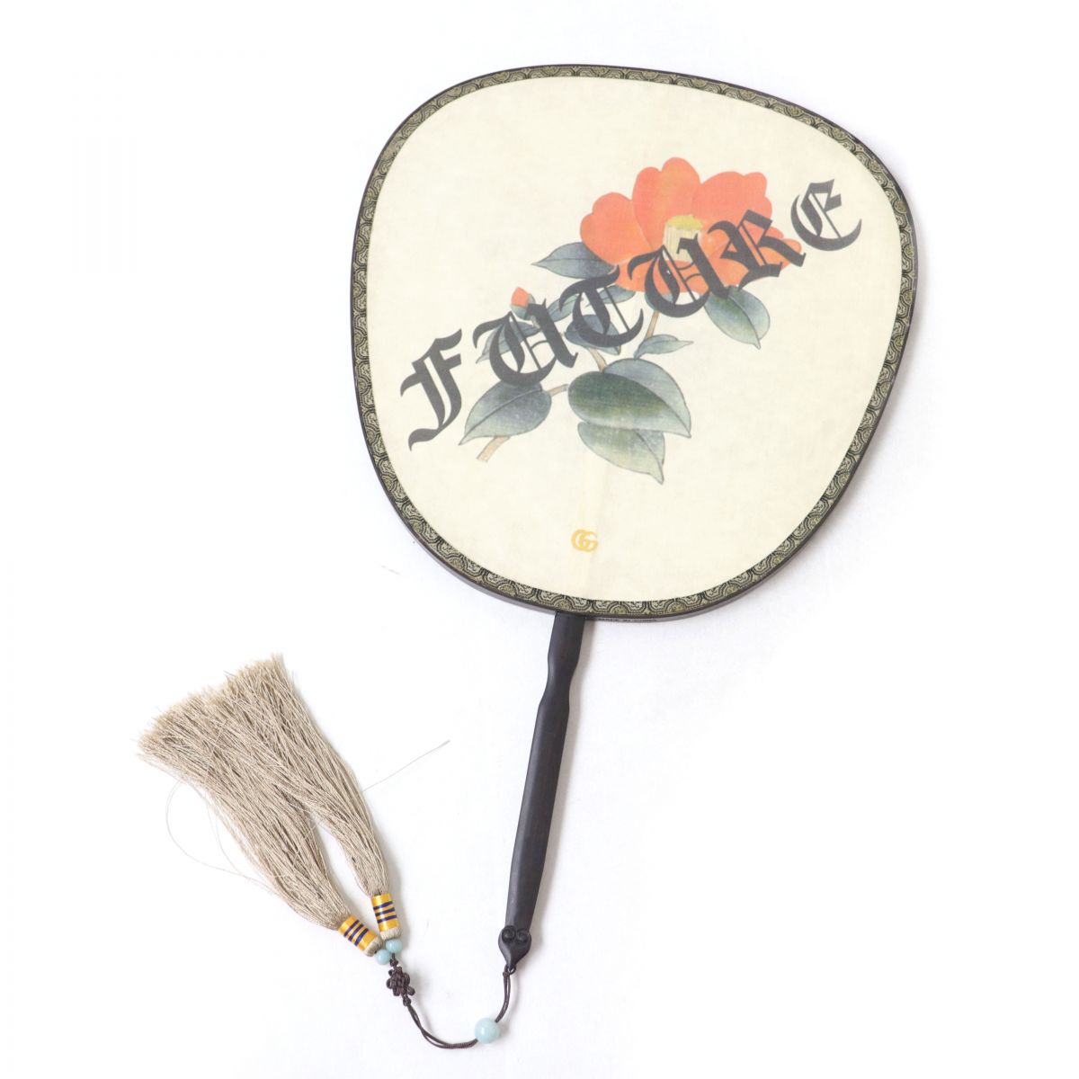 Luxury Gucci Trending 2025 Camellia Bamboo Tassel Fan Beige