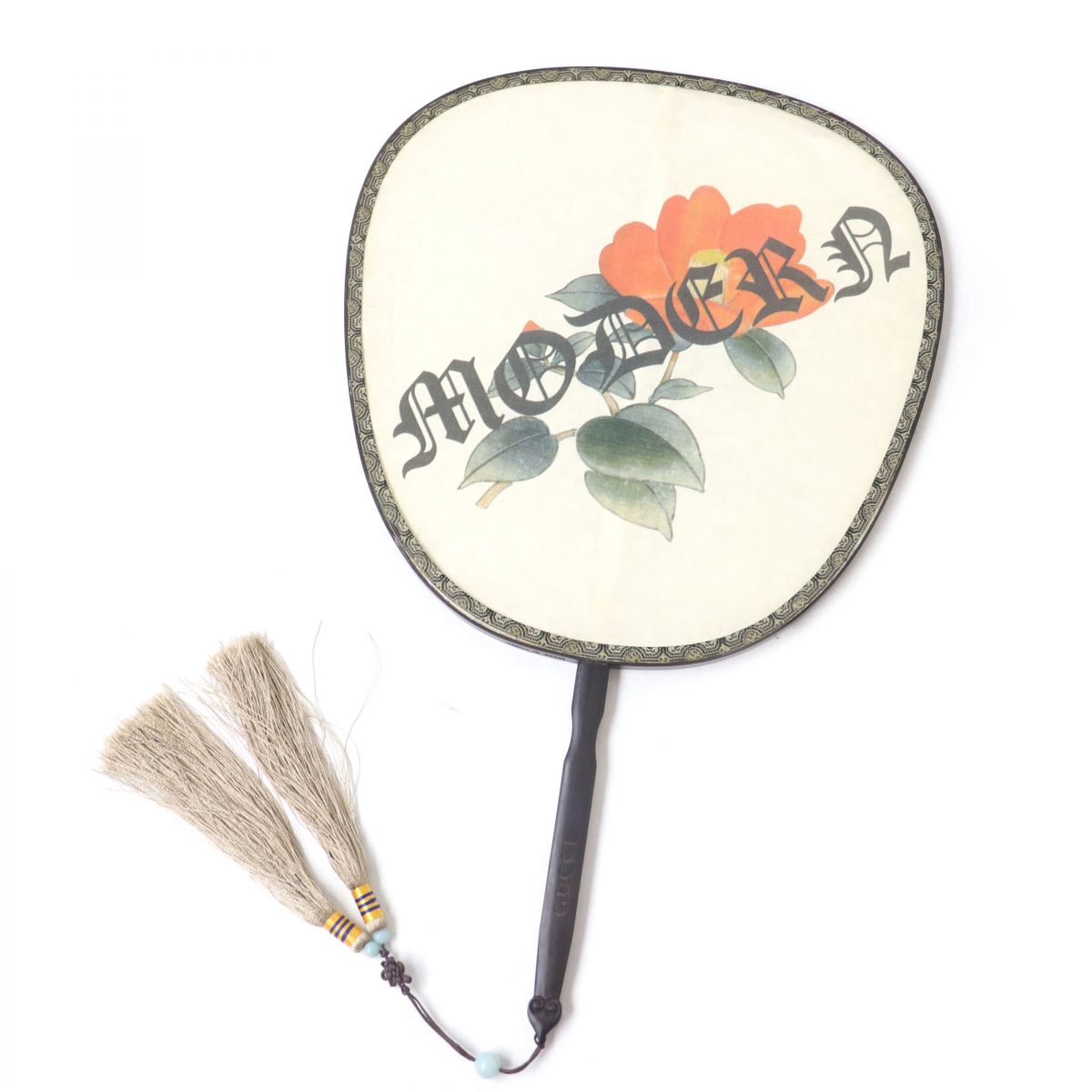 Luxury Gucci Trending 2025 Camellia Bamboo Tassel Fan Beige