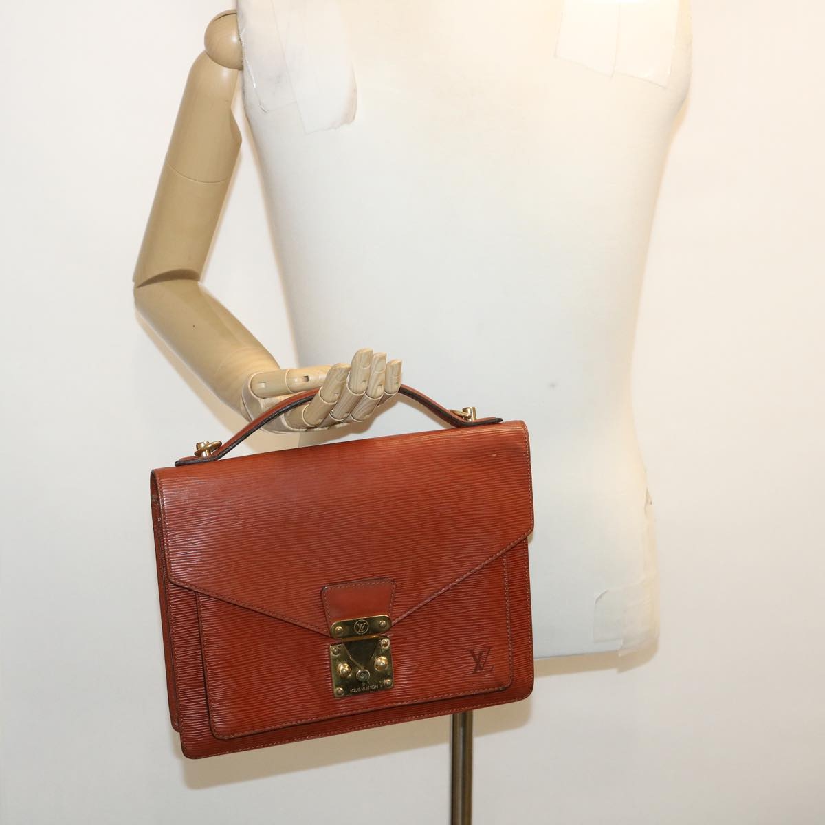 LOUIS VUITTON Epi Monceau Hand Bag Brown M52123 LV jk1207