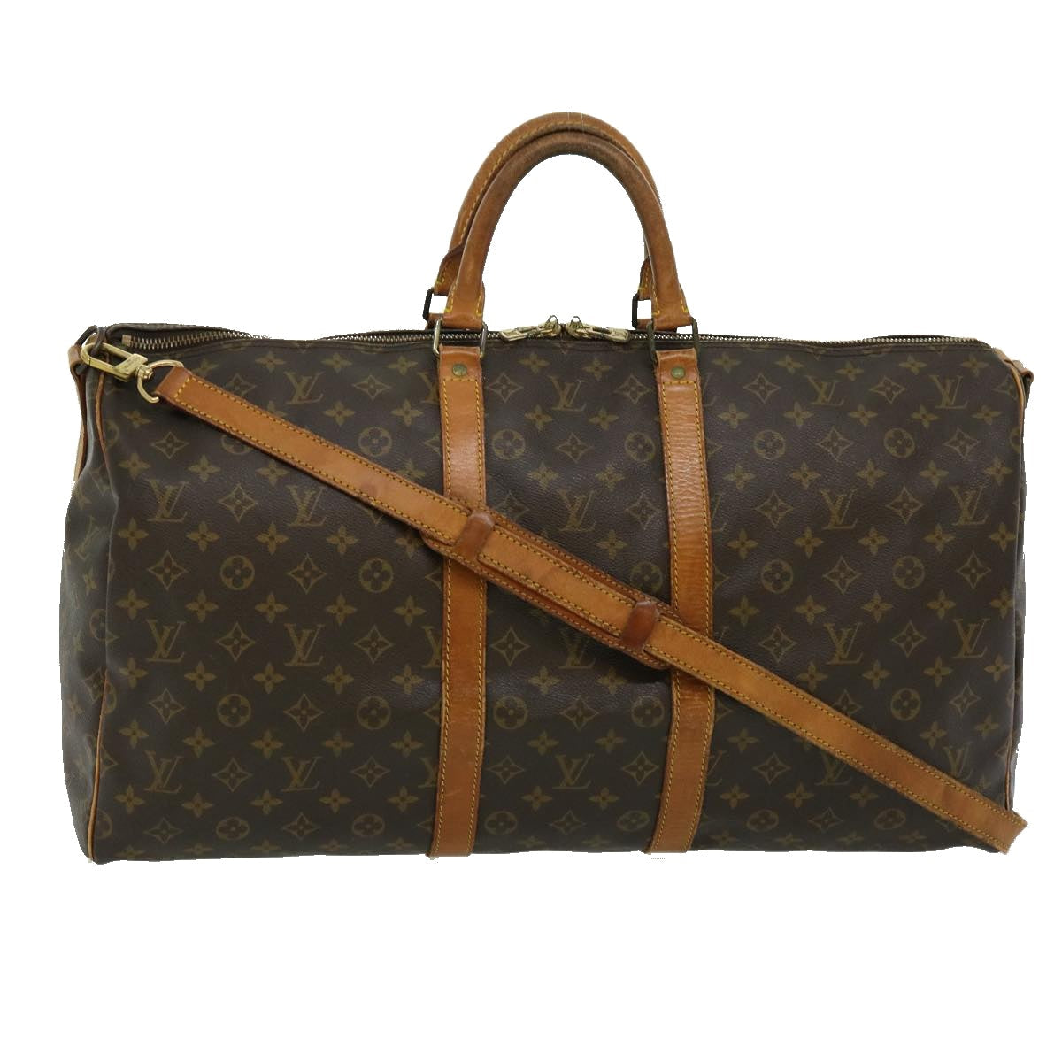 LOUIS VUITTON Monogram Keepall Bandouliere 55 Boston Bag M41414 LV jk2179