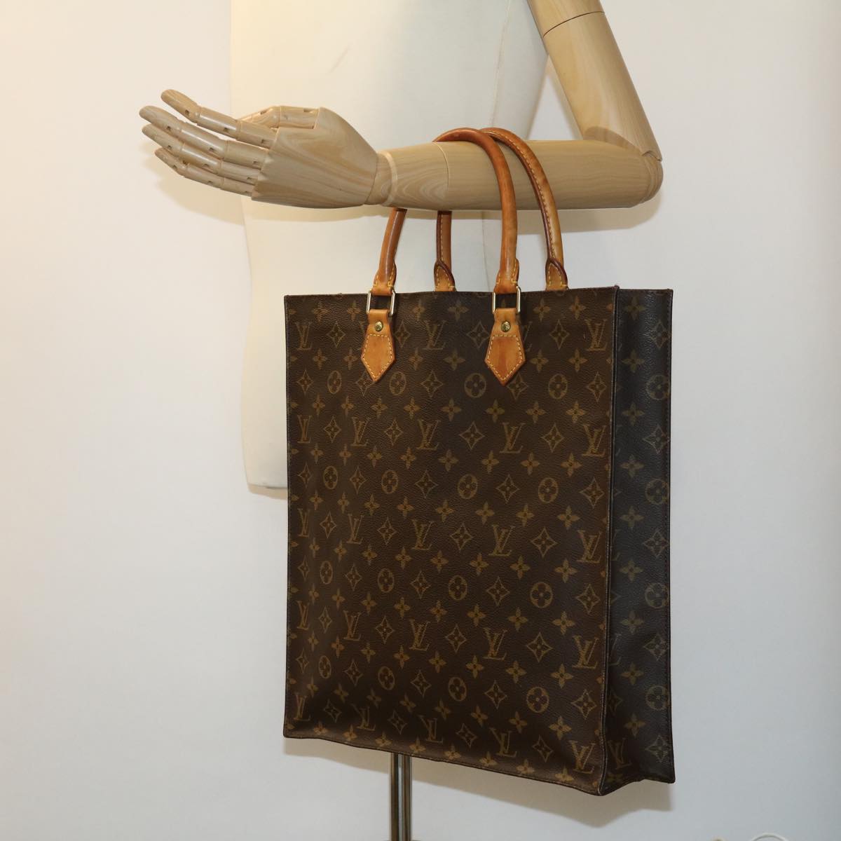 LOUIS VUITTON Monogram Sac Plat Hand Bag M51140 LV jk2424