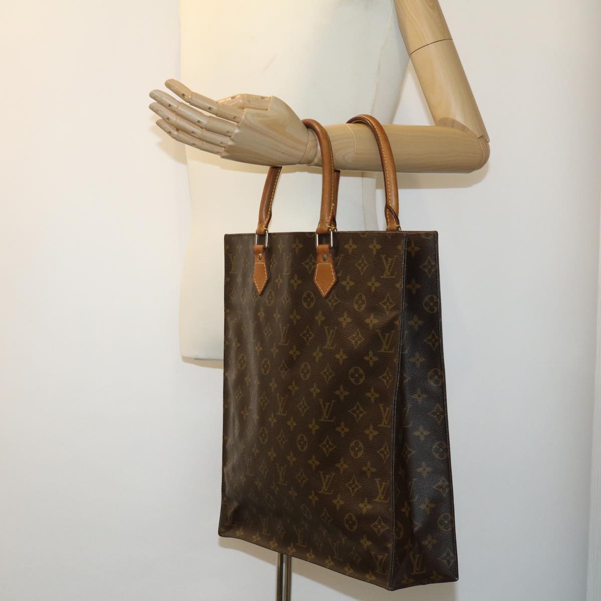 LOUIS VUITTON Monogram Sac Plat Hand Bag M51140 LV jk2425