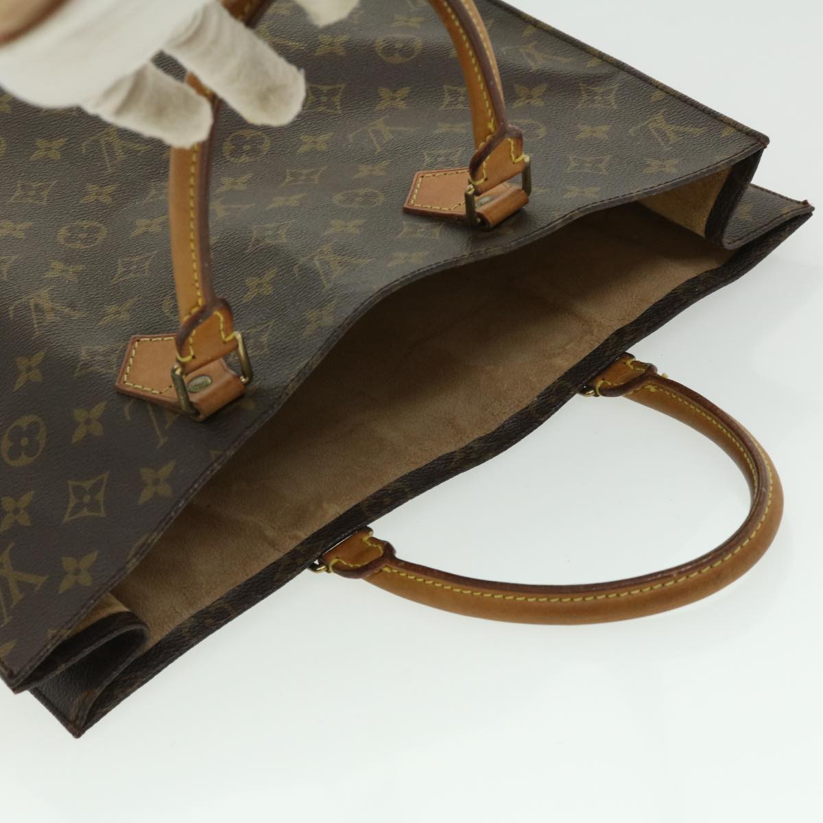 LOUIS VUITTON Monogram Sac Plat Hand Bag M51140 LV jk2425