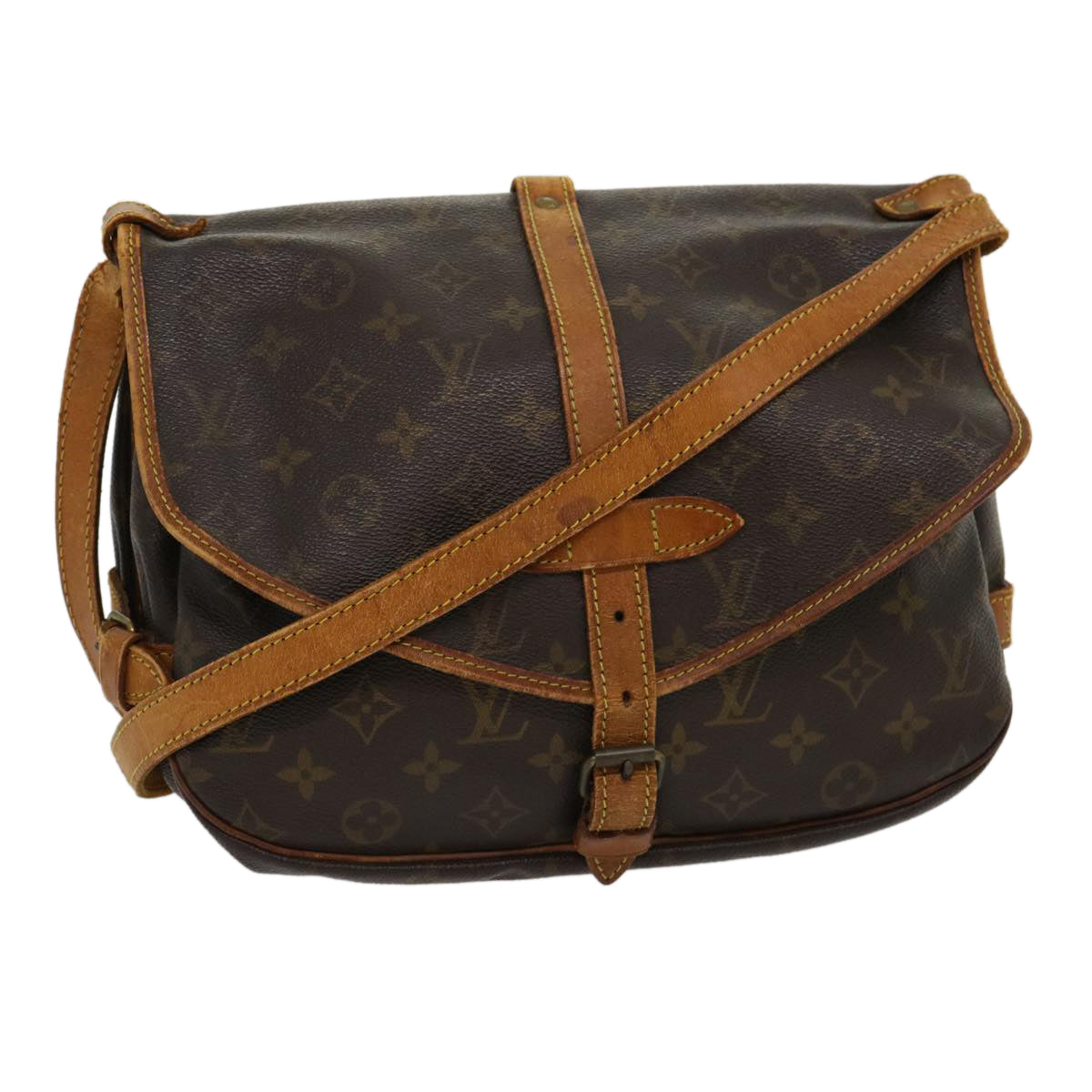 LOUIS VUITTON Monogram Saumur 30 Shoulder Bag M42256 LV jk2467