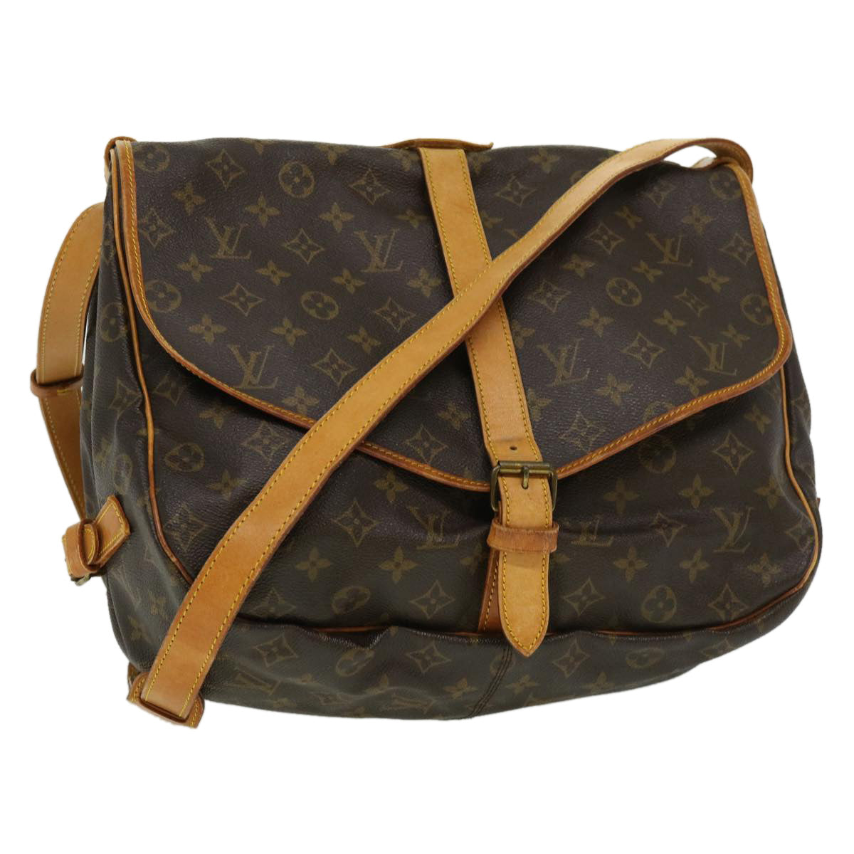 LOUIS VUITTON Monogram Saumur 35 Shoulder Bag M42254 LV jk2614