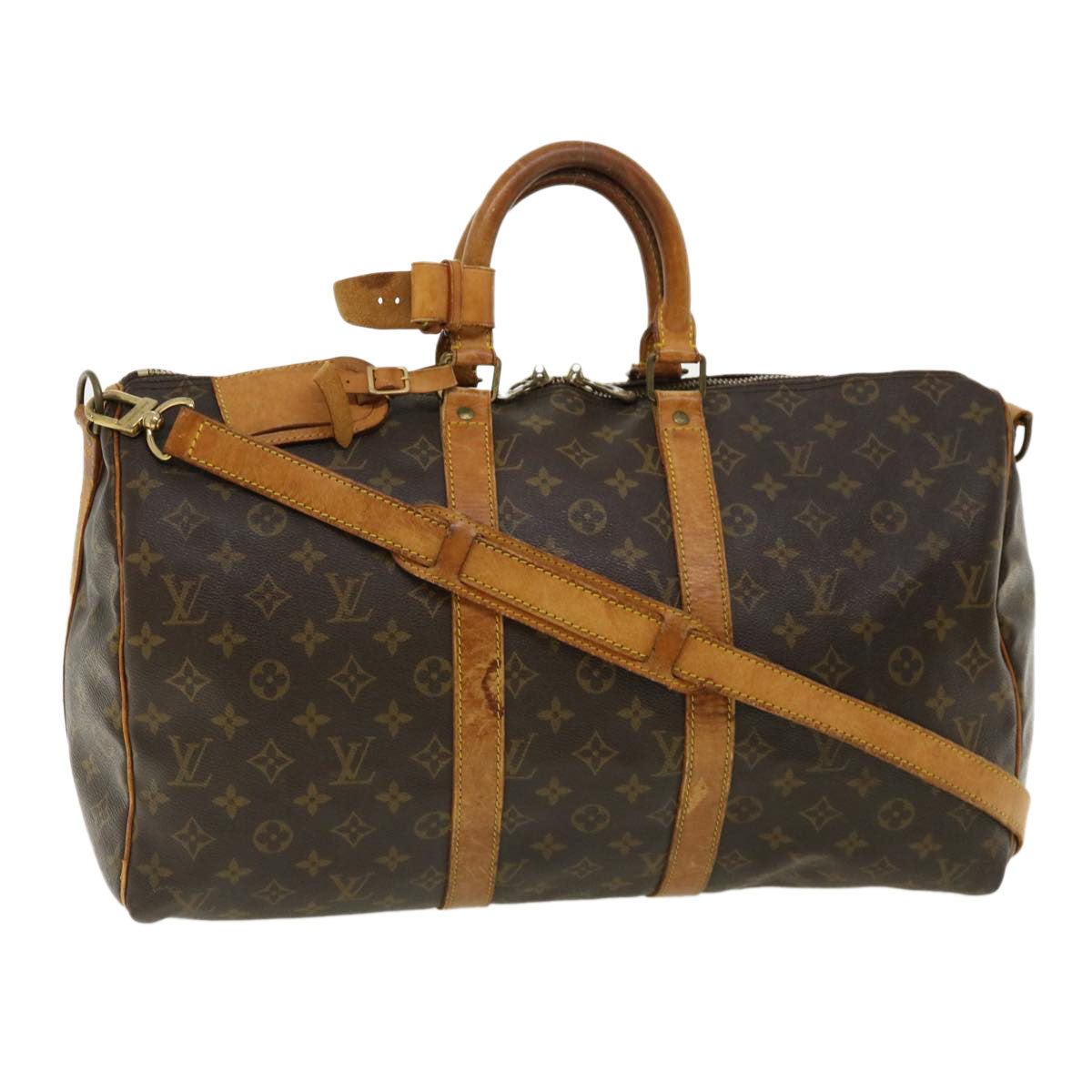 LOUIS VUITTON Monogram Keepall Bandouliere 45 Boston Bag M41418 LV jk2620