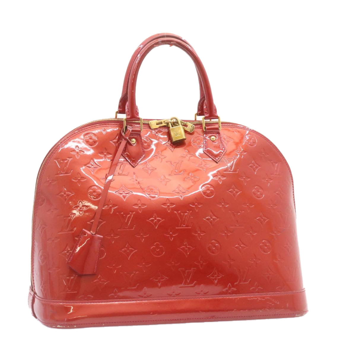 LOUIS VUITTON Monogram Vernis AlmaGM Hand Bag Pomme D'amour M91678 LV jk321