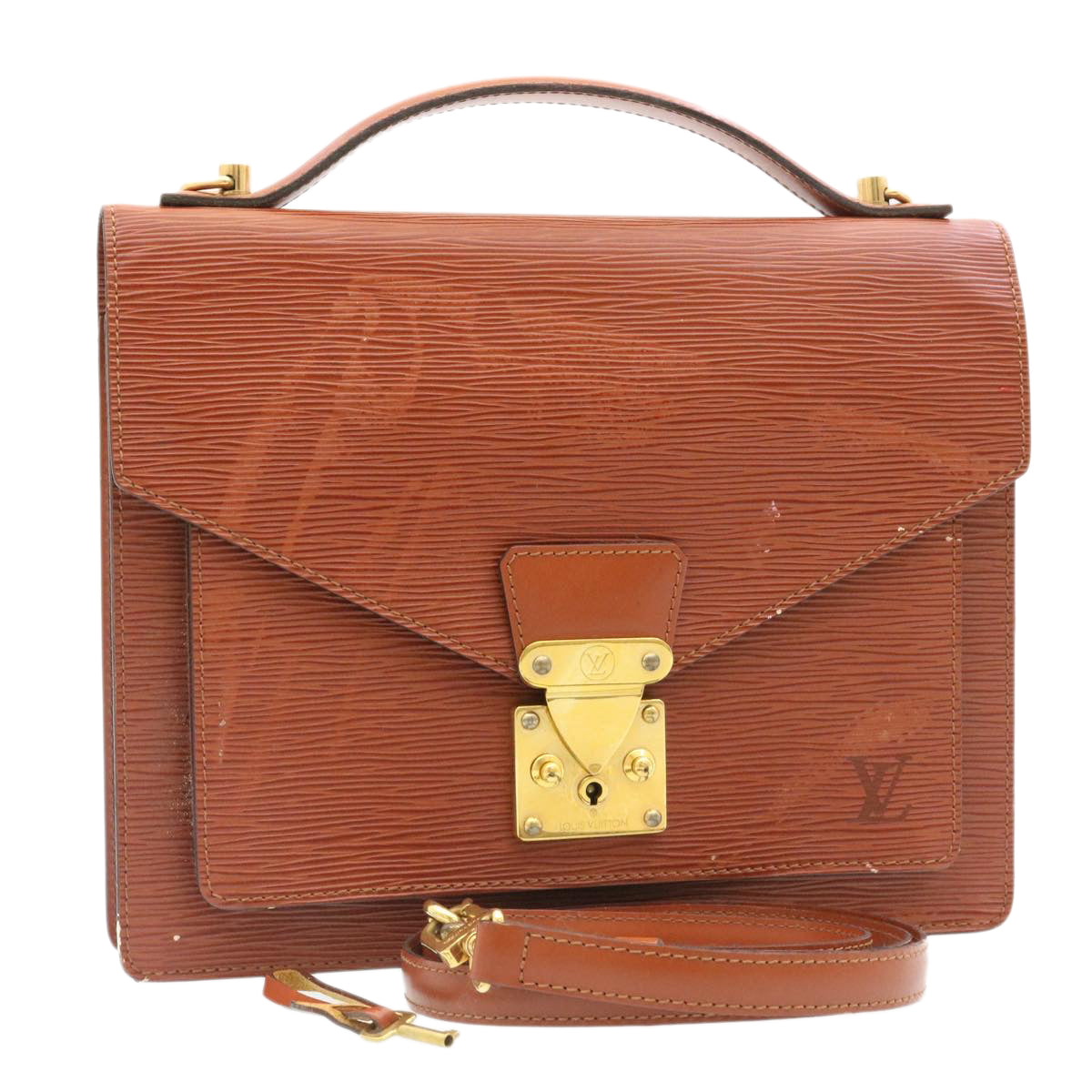 LOUIS VUITTON Epi Monceau Hand Bag Brown M52123 LV jk716