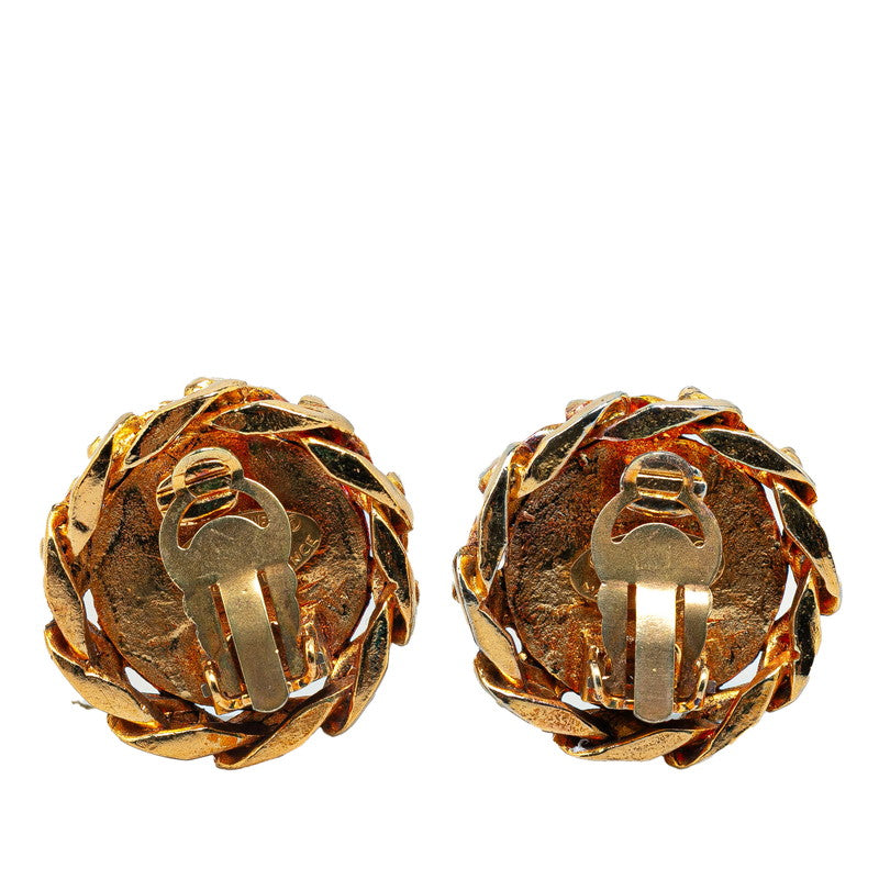 Chanel Coco Mark Windmill Motif Rhinestone Clip Earrings
