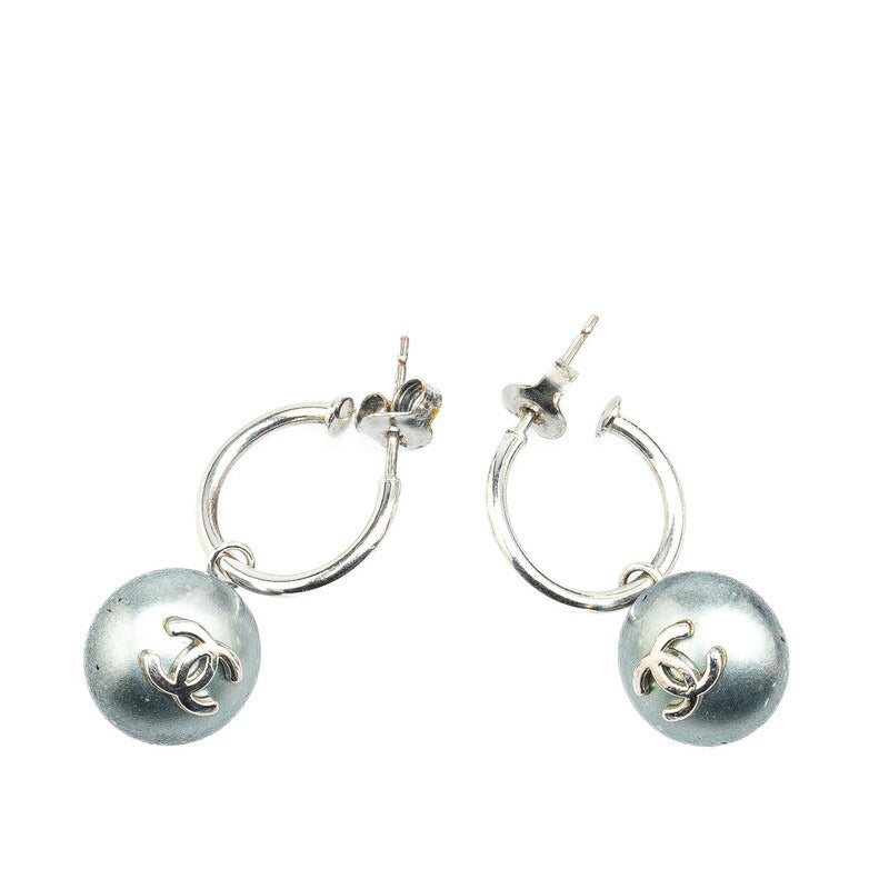 Chanel Coco Mark Round Metal Earrings